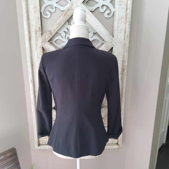 Kensie Women's 3/4 Sleeve Single Button Blazer Polka Dot Lining in Black - Picture 4 of 6